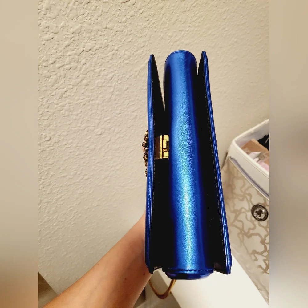 METALLIC BLUE and GOLD Dolce & Gabbana DEVOTION HANDBAG Crossbody - Picture 5 of 8